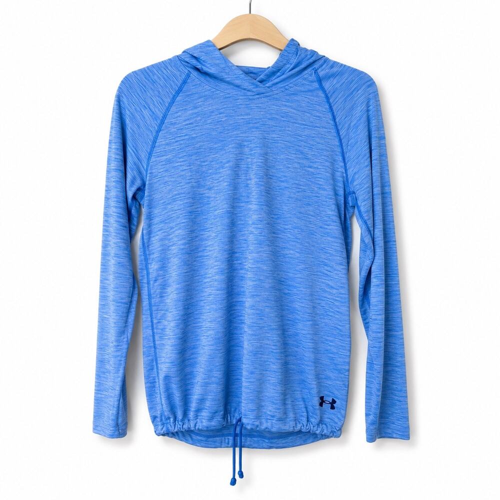Under Armour Blue Loose HeatGear Long Sleeve Hooded Shirt womens size xsmall